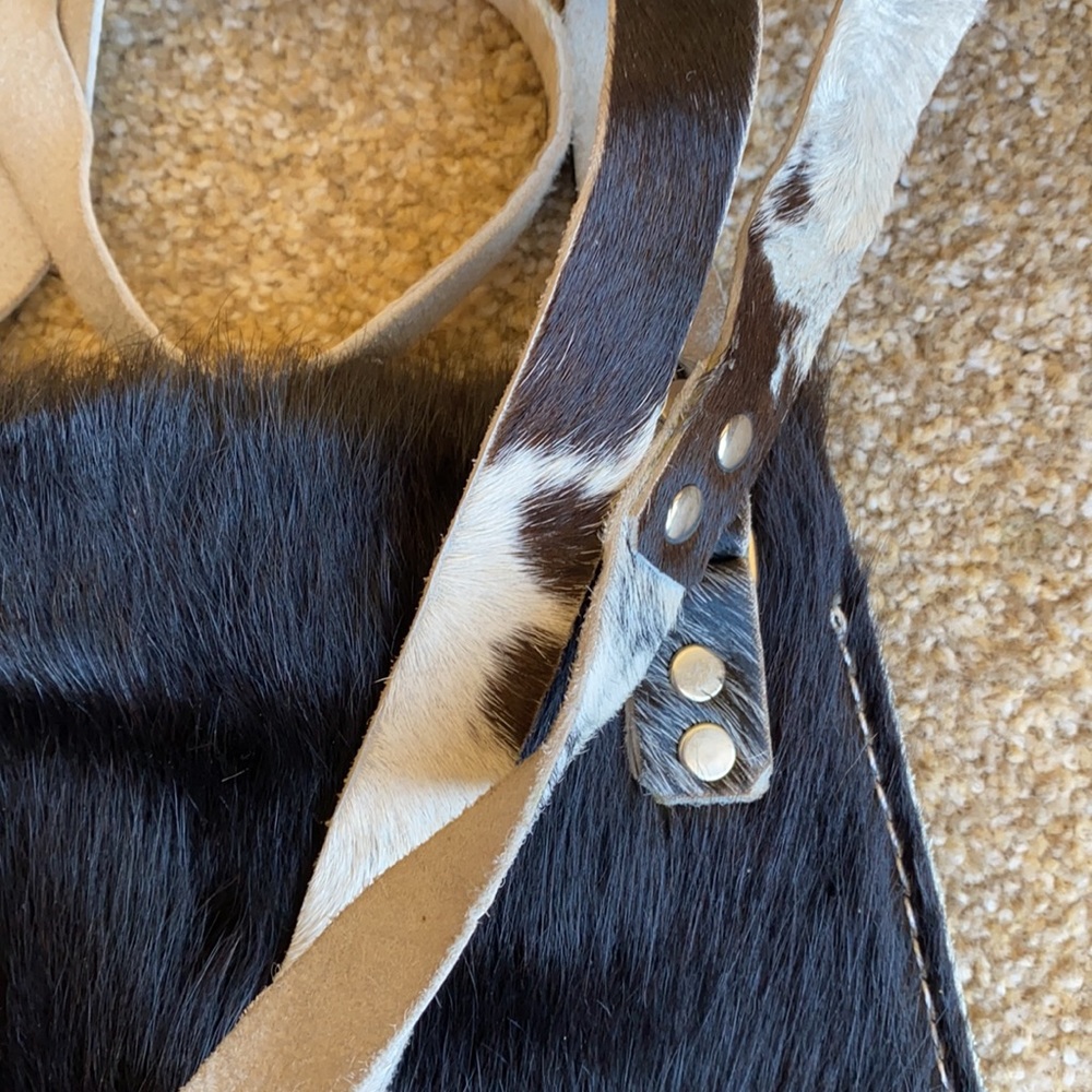 Cowhide leather with fur purse handbag - Picture 8 of 12